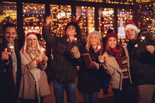 Gruppe Weihnachtsmarkt